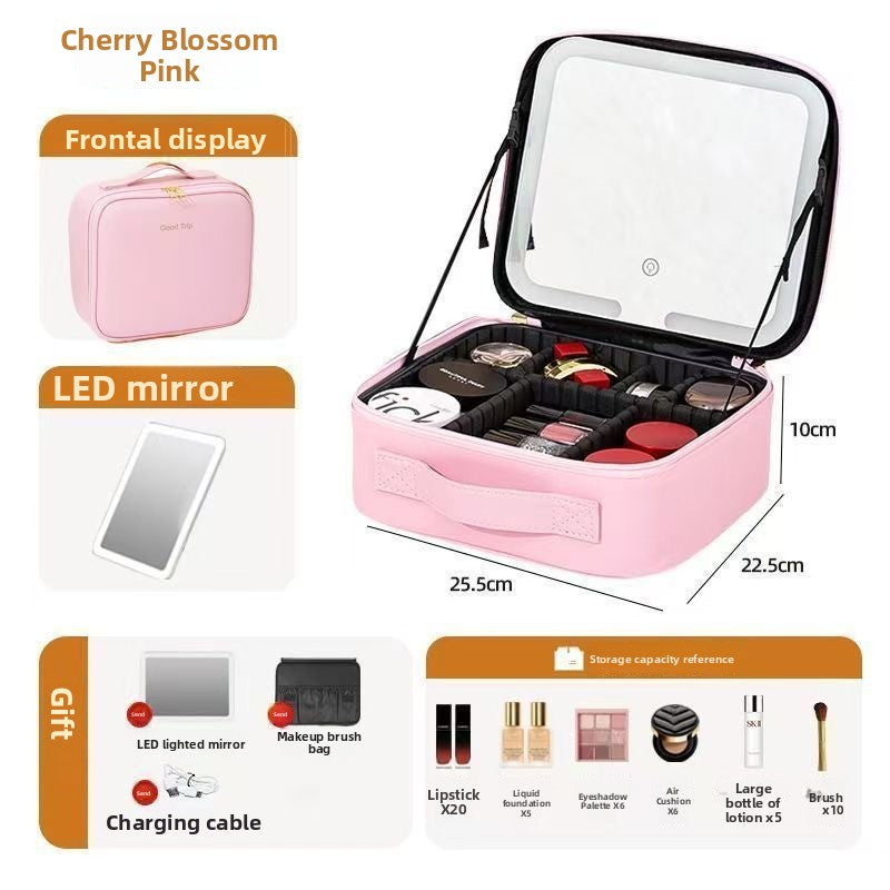 Portable LED Makeup Case with Detachable Organizers