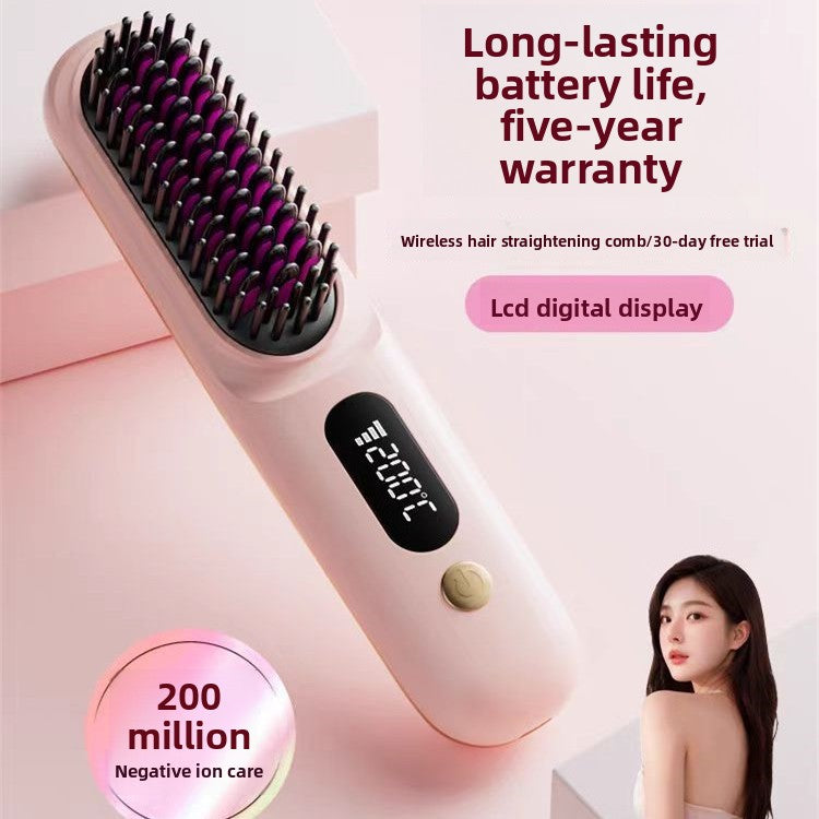 charging wireless straight hair comb comb curly hair artifact curling straight dual-purpose lazy travel portable