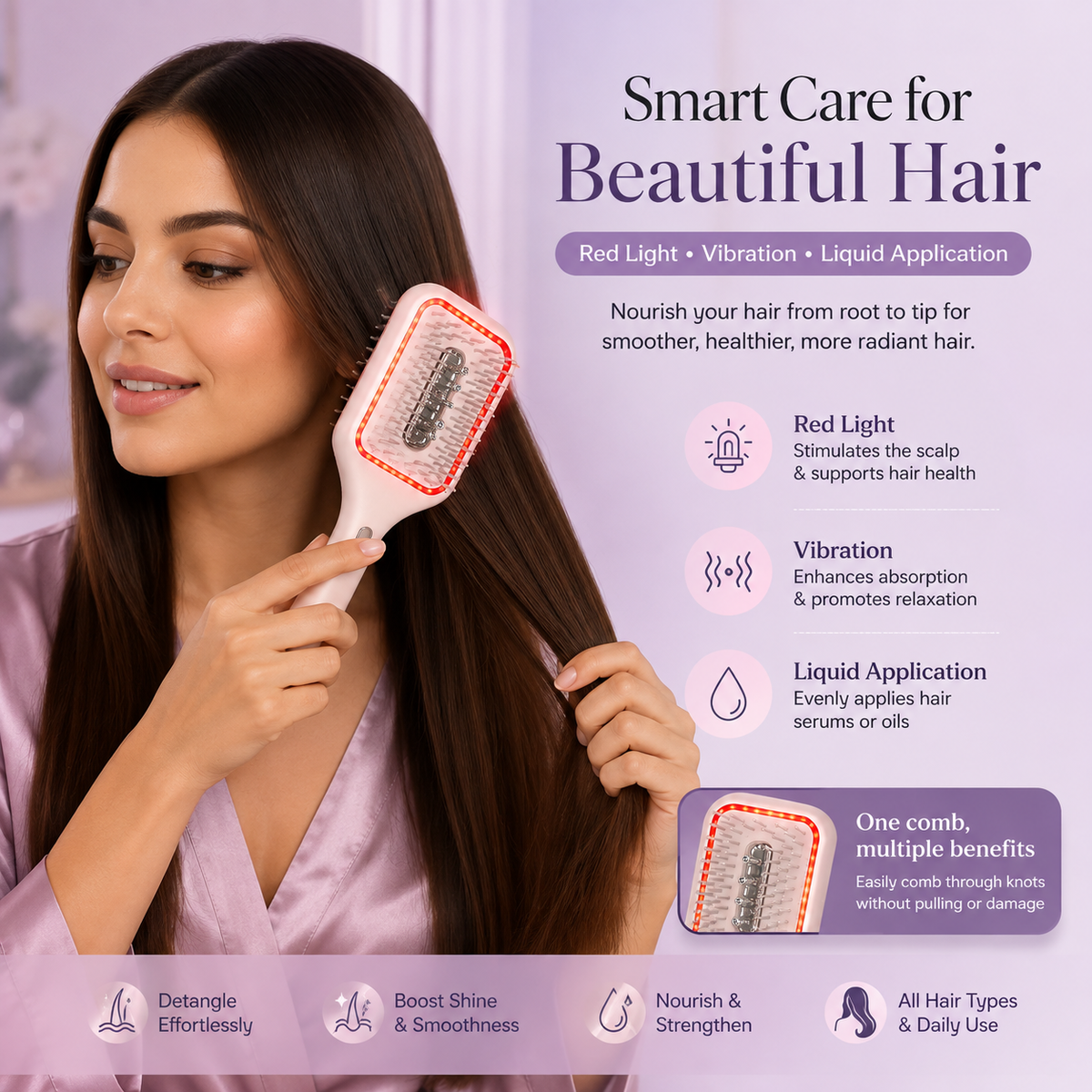 Fluffy Styling Hair Comb with Vibration Massage