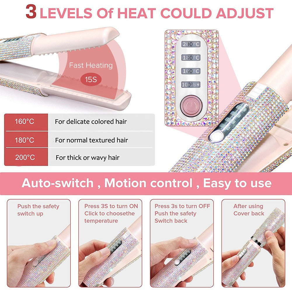 Portable Wireless Hair Straightener Curling Iron
