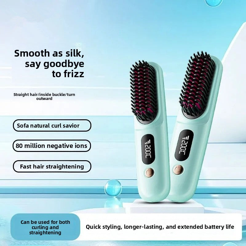 charging wireless straight hair comb comb curly hair artifact curling straight dual-purpose lazy travel portable