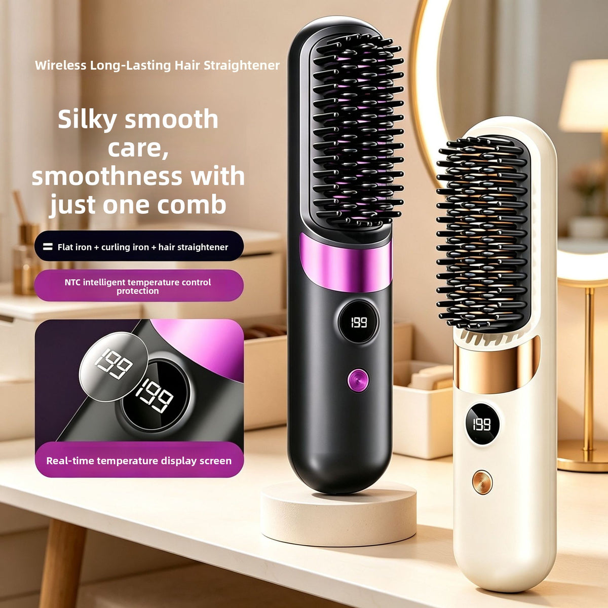 Wireless Ceramic Hair Straightener and Curler