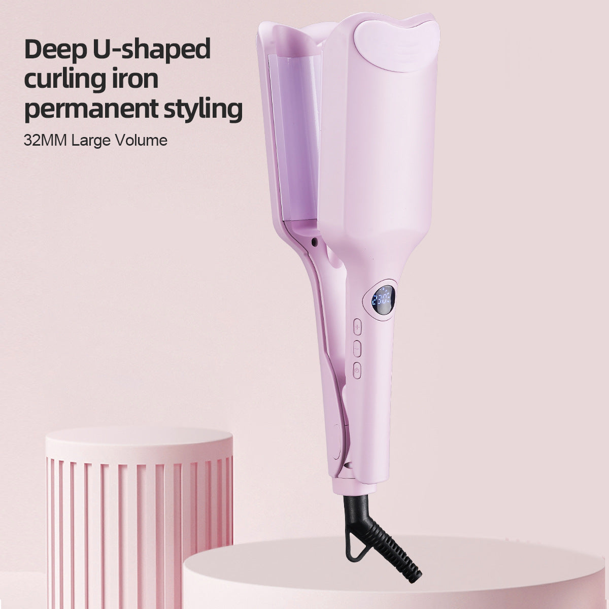 Ceramic Hair Curler with LCD Display and Adjustable Temperature