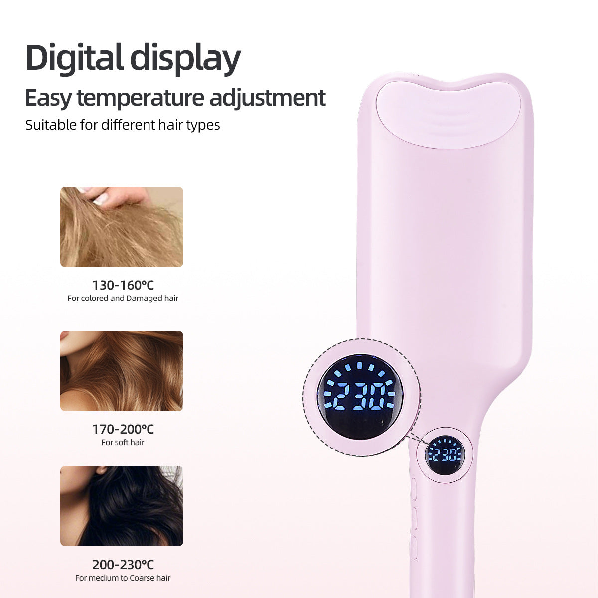 Ceramic Hair Curler with LCD Display and Adjustable Temperature